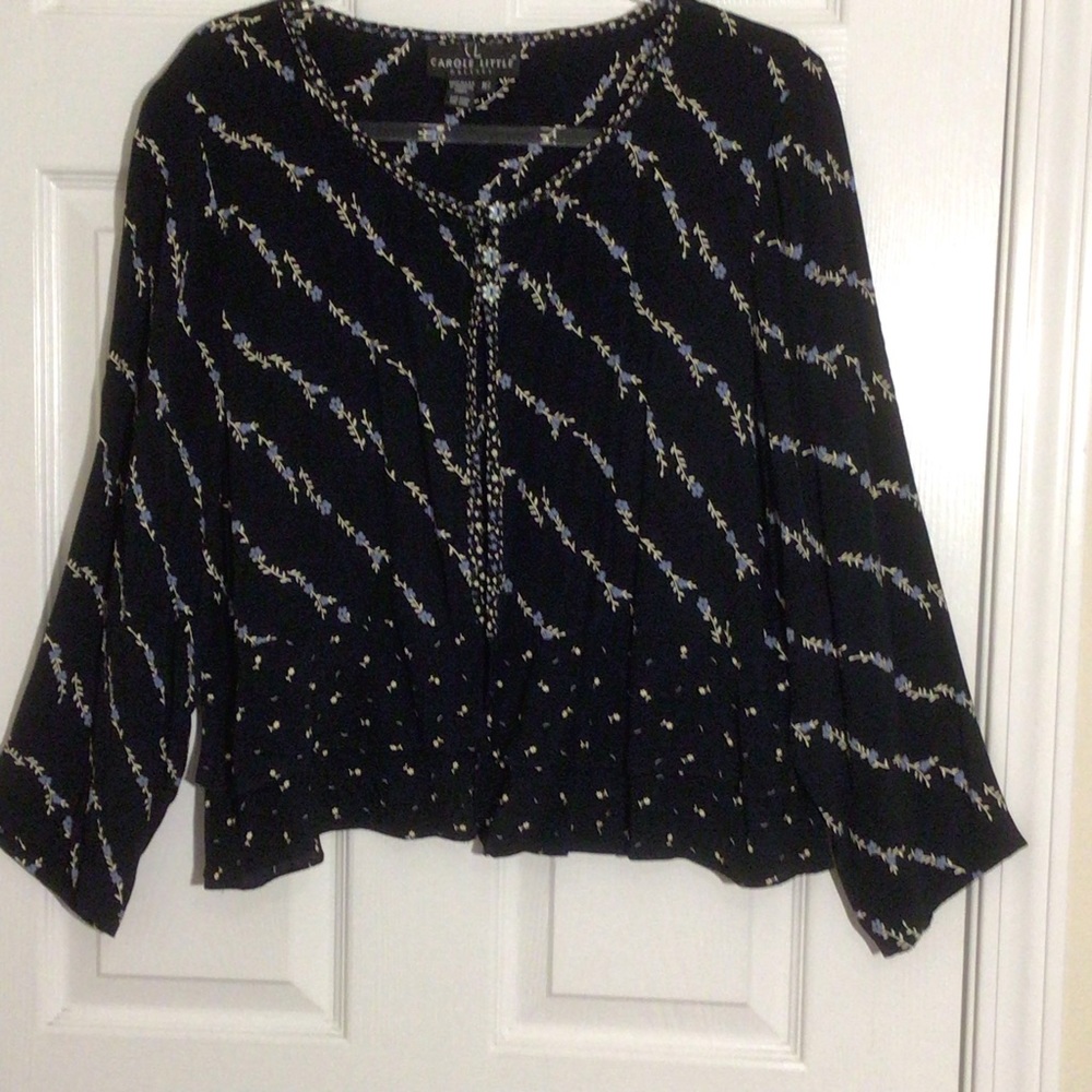 Carole Little Black, Light Blue and White Shrug Size 16